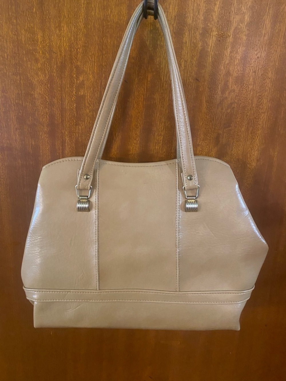 Vintage Mod 60s/70s Light Tan Shoulder Bag - double handles
